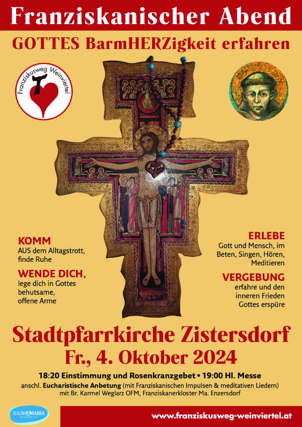 Franziskanischer Barmherzigkeitsabend Plakat  2024 10 04     Stadtpfarrkirche Z...