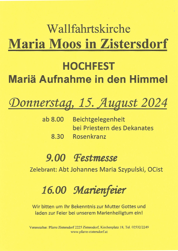 Hochfest Mariens 15 August 2024